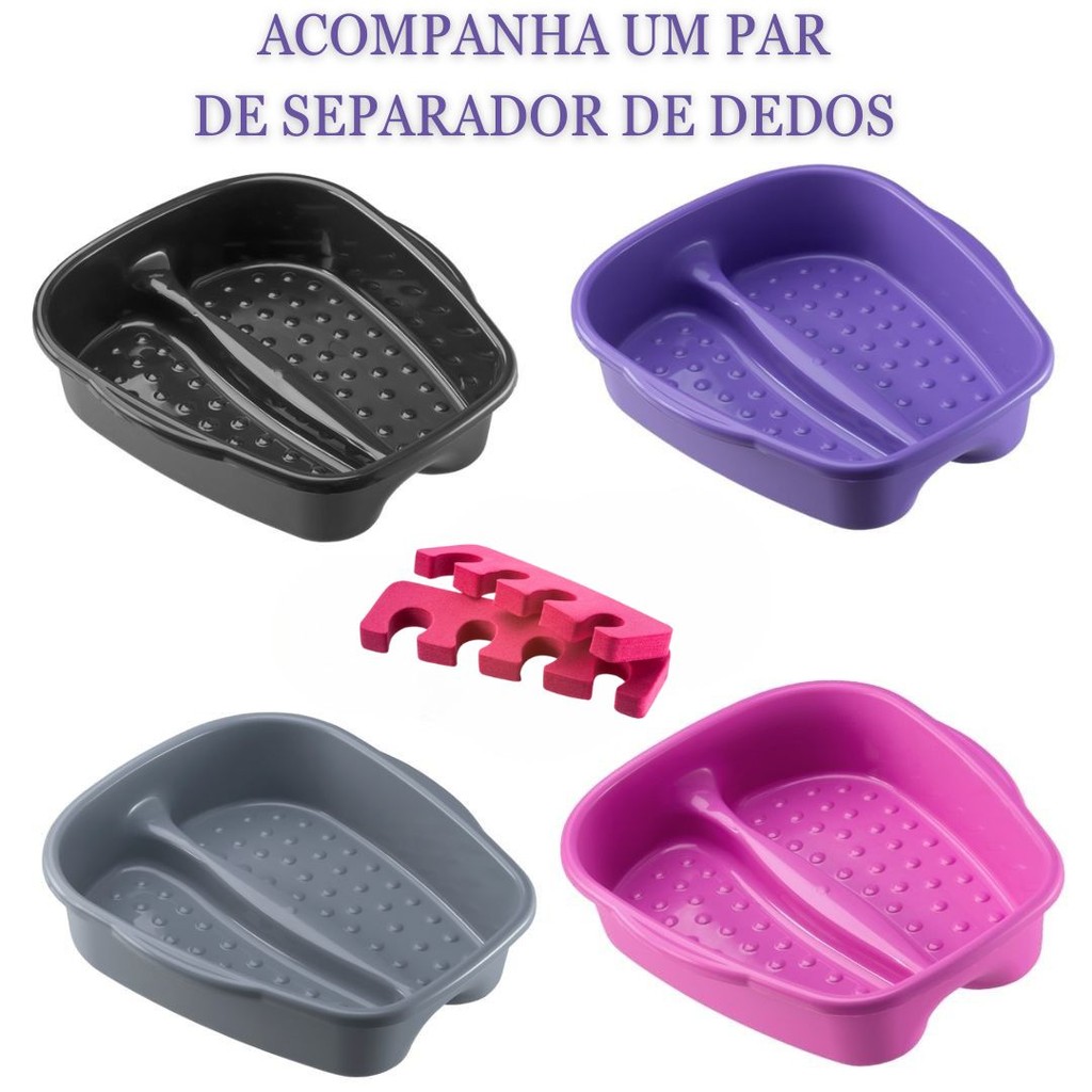 Bacia Para Pés Pedicure 1 Par de Separador Para Dedos-Cores-Preta-Rosa-Roxa-Cinza em Oferta na Shopee