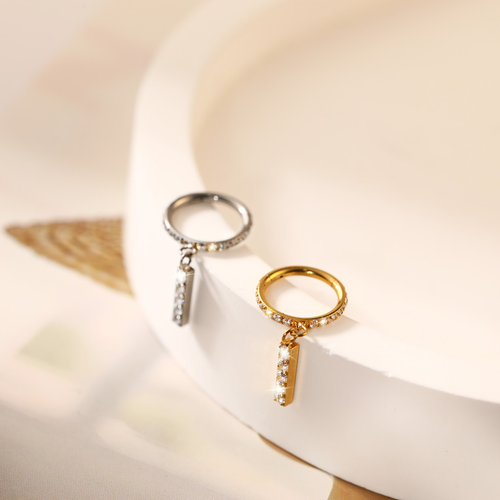 Detalhes do Piercing Argola Conch Titânio Zircônia Cravejada Pingente Barra Helix Septo Rook