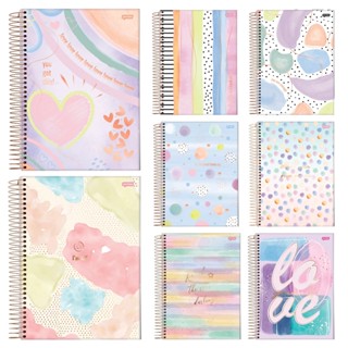 Caderno Espiral com Adesivos  Univ. 1x1 80 Folhas La Creme Figurinhas em Oferta na Shopee