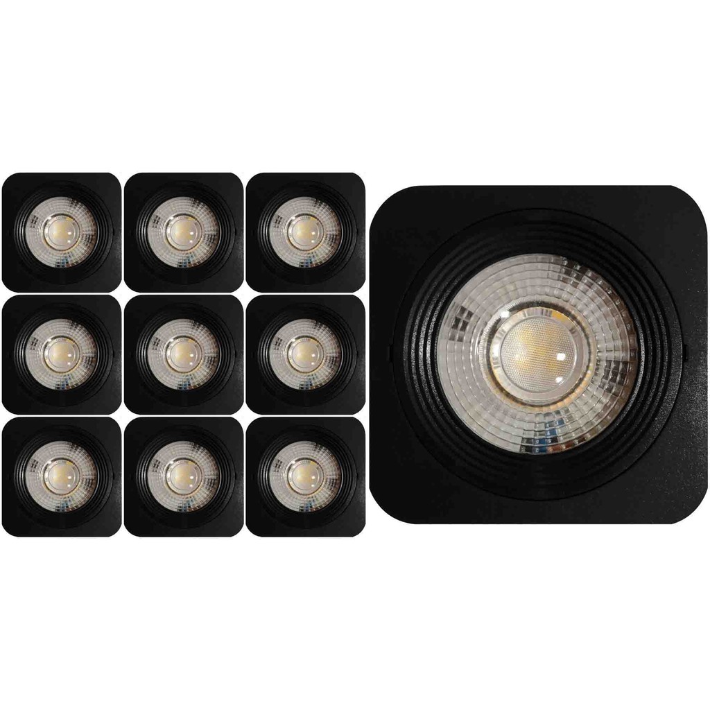 KIT 10 SPOT LED QUADRADO FIXO SOBREPOR 5W BRANCO QUENTE 3000k PRETO BIV KIAN em Oferta na Shopee