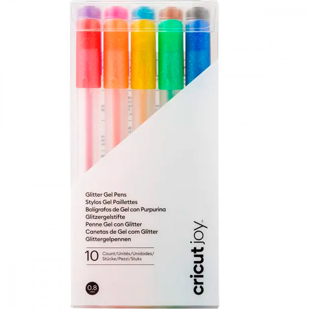 Caneta Cricut Joy Glitter Gel 0.8MM, Conjunto de 10 canetas Arco-Iris - Stationery