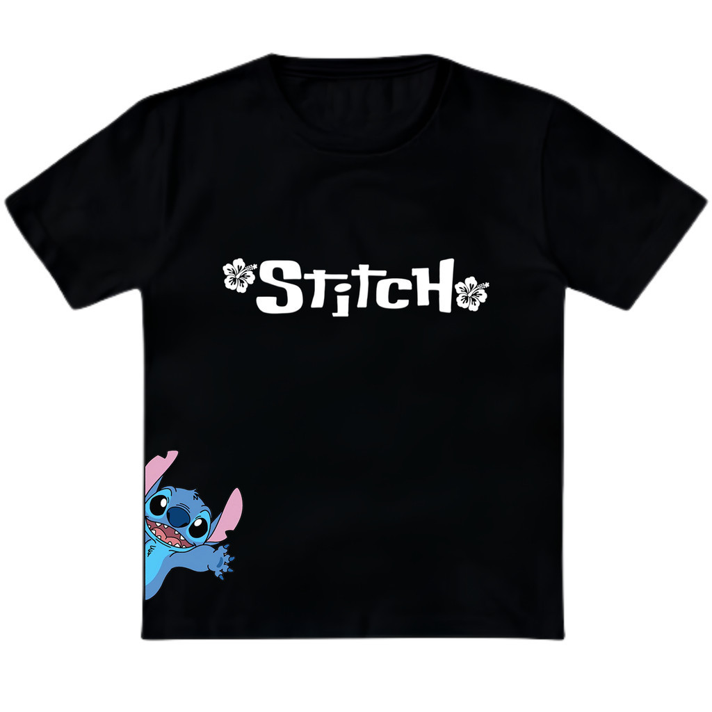 Camisa Unissex Stitch Flor  100% Algodão Juvenil Infantil 2 ao 16 em Oferta na Shopee