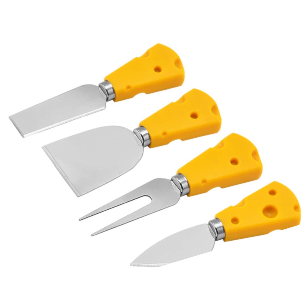 Jogo Talheres Para Cozinha Utensílios De Cozinha - Utensilios De Cozinha 4 Peças Cabo Fatia De Queijo Amarelo Lindo Moderno E Revulocionario