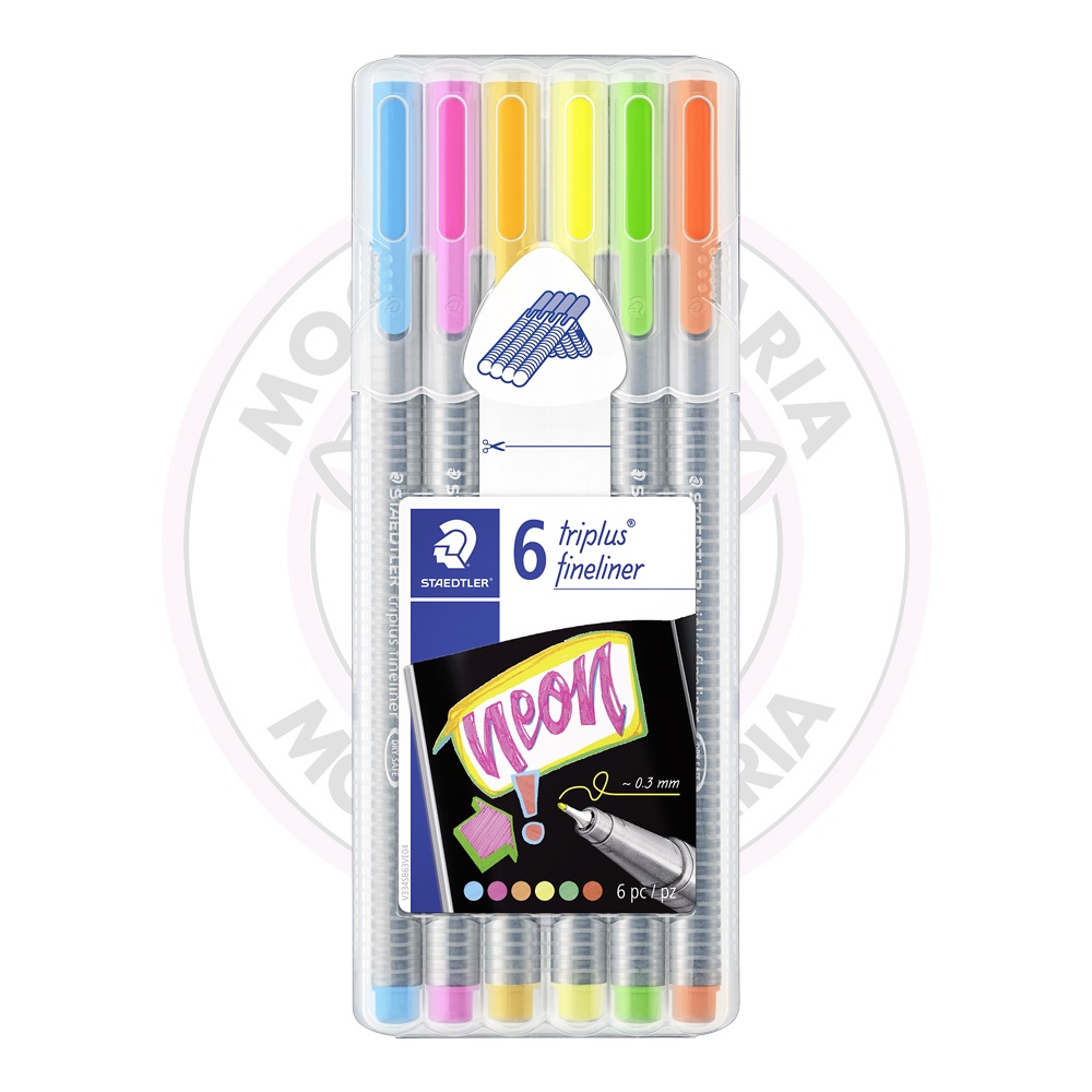 Caneta Hidrográfica Fineliner Triplus 0.3mm Staedtler - Neon - Estojo 6 UN