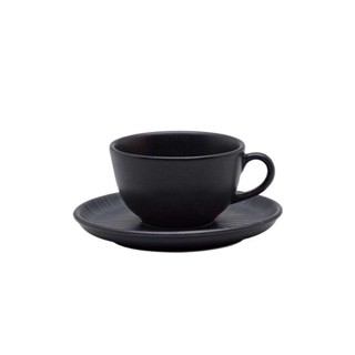 Jogo de 6 Xícaras Grandes 200 Ml com pires Oxford Flat Ônix
