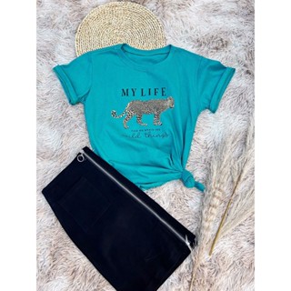 Blusa Tshirt Camiseta Feminina Estampada leopardo