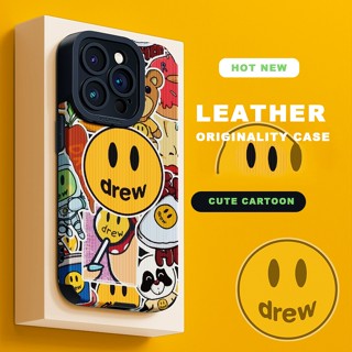 Capa De Couro Para Telefone IPhone 15 11 12 13 14 Pro MAX 7 8 Plus X XR 11Pro XS SE 2020 15Pro Silicone Desenho Animado Drew House Protetor Líquido Macio À Prova De Choque