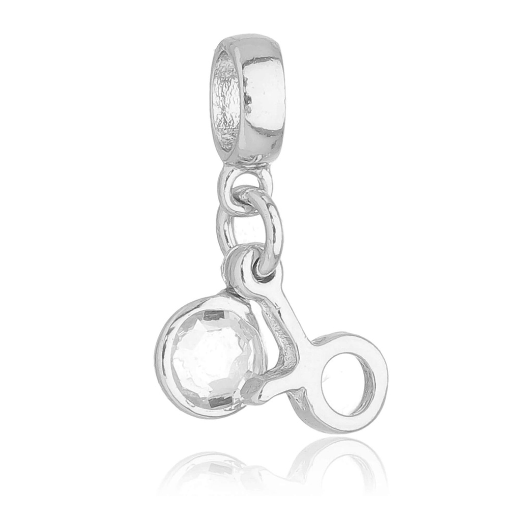 Pingente Berloque Signo Touro com Strass Banhado a Prata 925