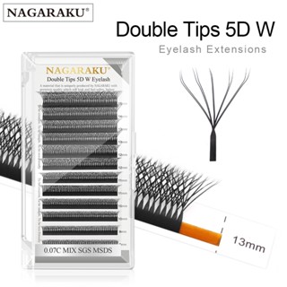 NAGARAKU Dicas Duplas 5D W Forma Natural Luz Suave Ventiladores Tecidos À Mão Falsas Extensões Automáticas De Cílios Com Flores