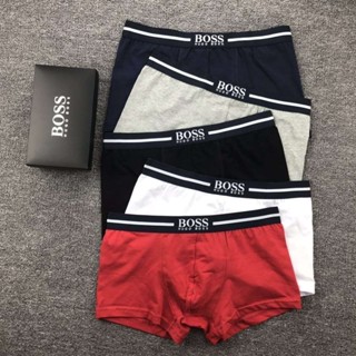 [3pcs + Box] Cueca masculina Cueca masculina Boxer Puro Algodão Confortável Boxer Briefs Trendy Men