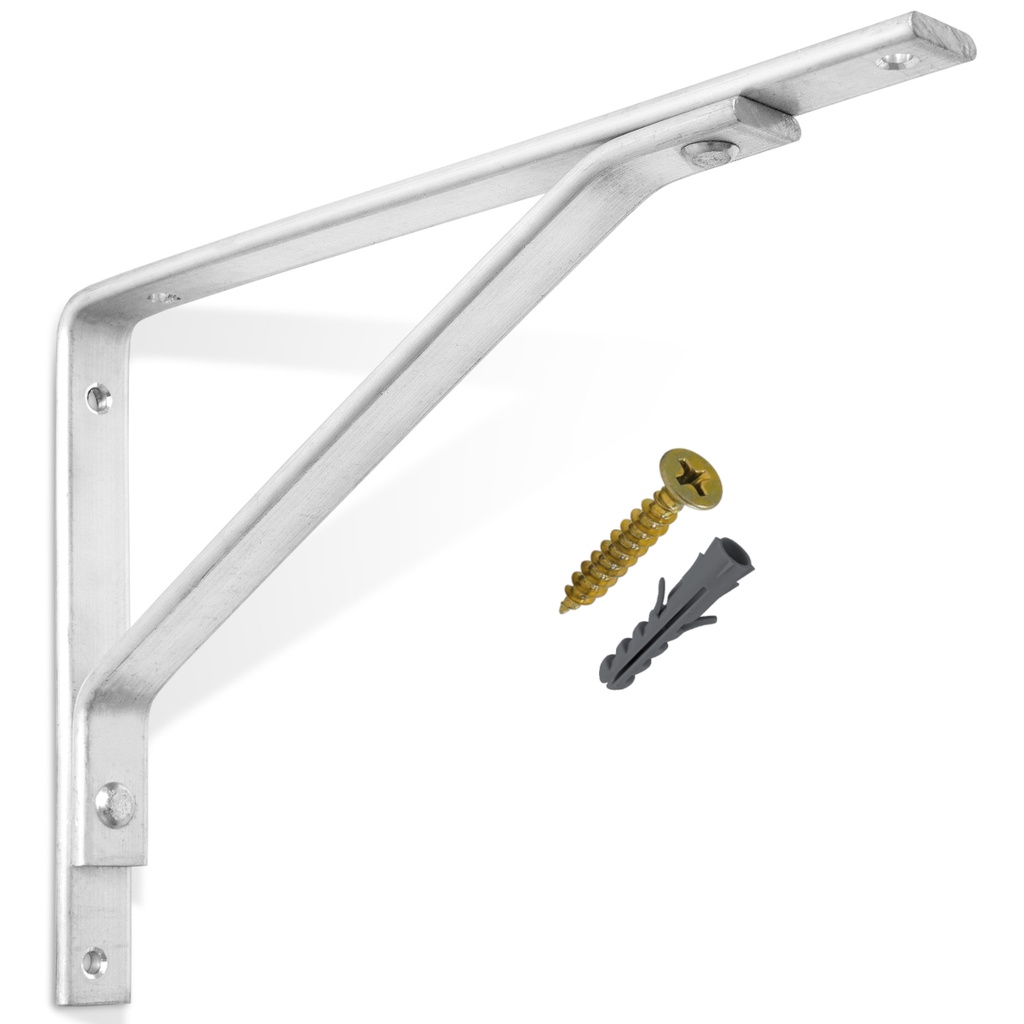 Suporte Cantoneira Mão Francesa de Alumínio 15x23cm para Prateleiras Kit 3 Peças