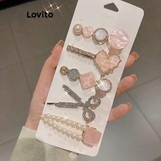 Lovito Presilhas de Cabelo com Padrão de Pérolas e Strass para Mulheres LFA04145 (Multicolorido)