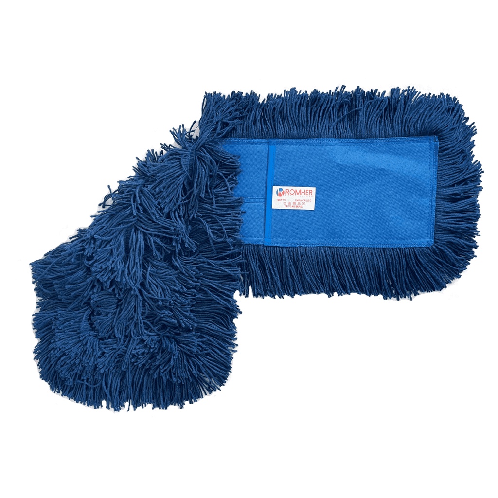 Refil Mop Pó Acrílico 60 cm Tipo Bralimpia Euro Romher Azul Profissional Limpeza em Oferta na Shopee