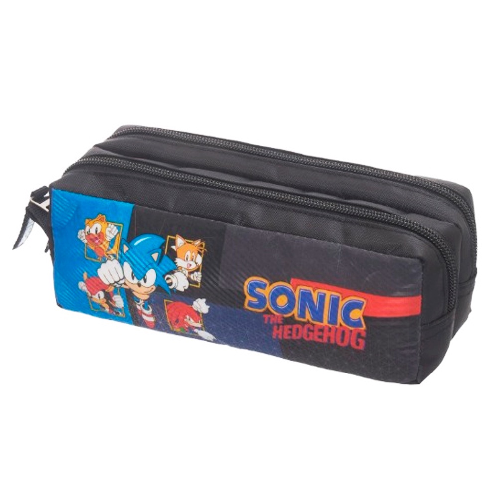 Estojo Escolar Sonic Duplo Go Fast Preto - Pacific