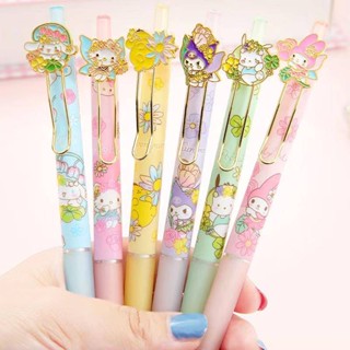 6Pcs/Set Sanrio Metal Cartoon Lápis Mecânico 0.5mm Kawaii Mymelody Kuromi Cinnamoroll Pochacco Pom Purin Automáticos Ferramenta De Escrita Papelaria Escolar Presente De Aniversário