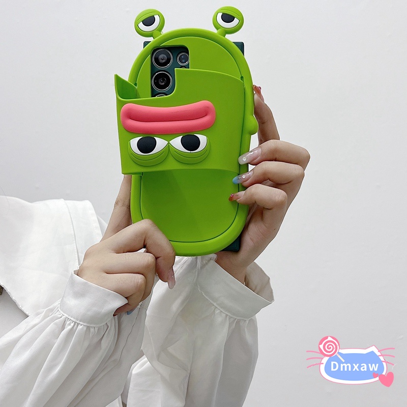 Capa Engraçada Em Forma De Chinelo De Sapo Para Samsung Galaxy A05 A05S A15 M14 M54 F54 M34 F34 A25 5G A24 4G S23 FE Silicone Fofo Boca De Salsicha De Olhos Grandes