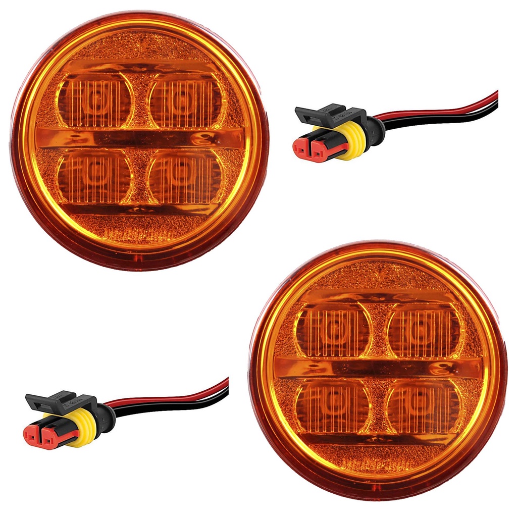 2 Lanterna Seta Ônibus Caminhão 70mm 4 Led AM BIVOLT +Conector
