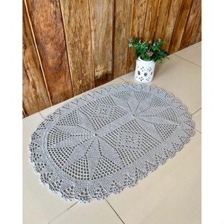 Tapete Oval P 1,20m x 85cm Colorido Crochê Artesanal
