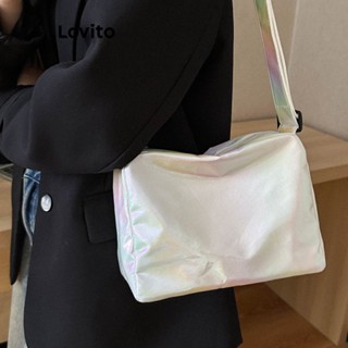 Lovito Bolsa De Ombro Pequena Básica Simples Casual Para Mulheres LNA32159 (Branco/Roxo)