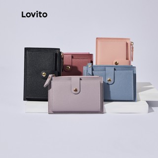 Lovito Elegante Carteira Feminina Com Zíper Pu Liso L38BA29 (Rosa)