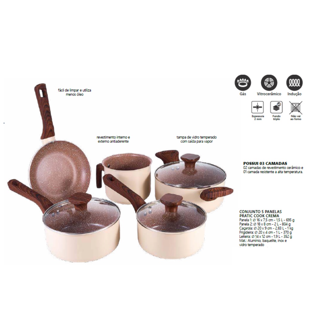 Jogo de Panelas Antiaderente Cerâmica Cooktop Fogão Indução Kit 5 Peças Conjunto · foto 2