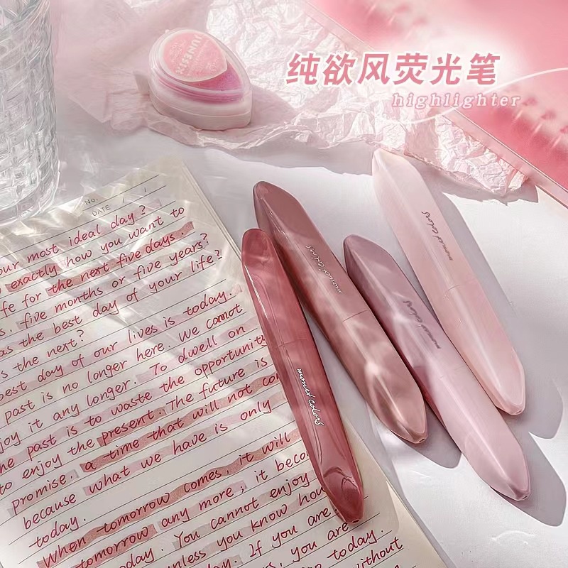 4pcs Caneta marca-texto marcador Cor Morandi Caneta marcador fluorescente de ponta dupla Suprimentos diários