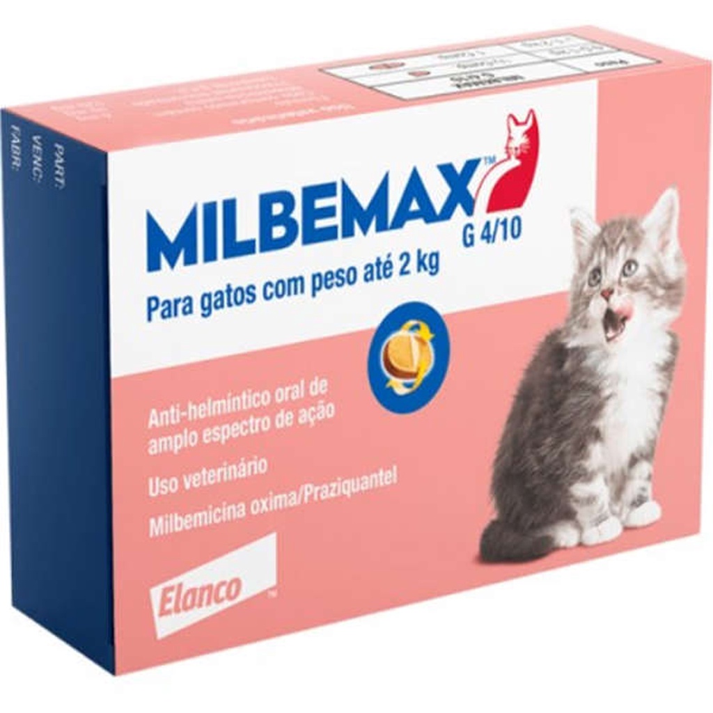 Milbemax FC para Gatos até 2 Kg Elanco Vermifugo - 2 Comprimidos em Oferta na Shopee