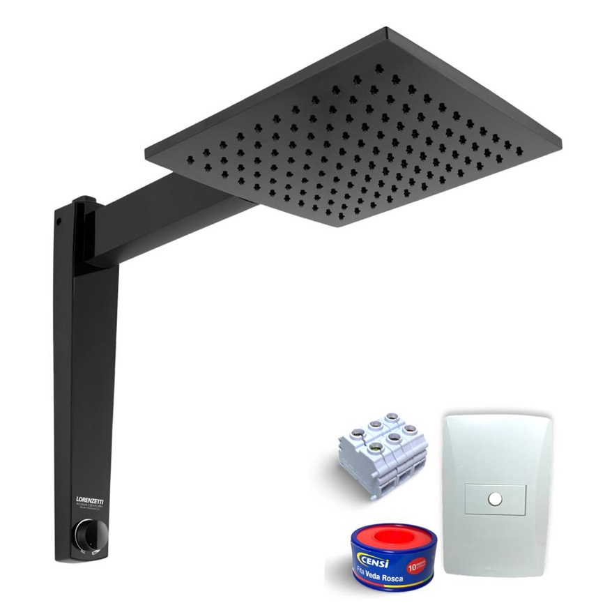 Ducha Eletrônica Lorenzetti Acqua Century Preto 7500W 220V com Placa e Módulo