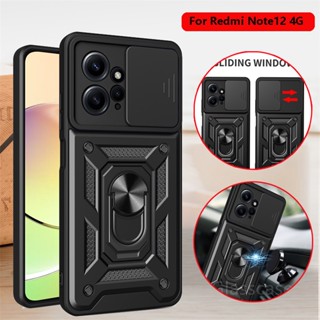 Caixa Para Xiaomi Redmi Nota 12 Pro Plus Nota12 Nota12pro 4G 5G Telefone Suporte Metálico Com Anel De Blindagem Stent Push Camera Proteção À Prova De Choque Capa Traseira Dura
