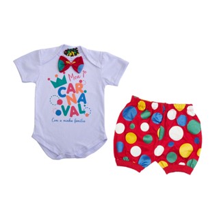 Body Bebê Fantasia Meu 1° Carnaval + Short