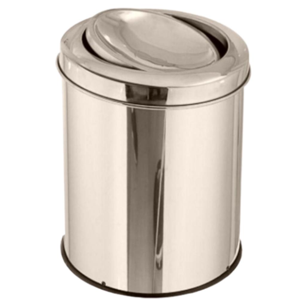 Lixeira De Inox Redonda Banheiro Cozinha Com Tampa Abertura Basculante Higiênico De 3 Litros Wincy