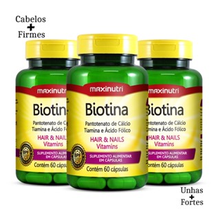 Kit 03 Biotina Saúde da Pele Unhas e Cabelos 60 Caps Maxinutri