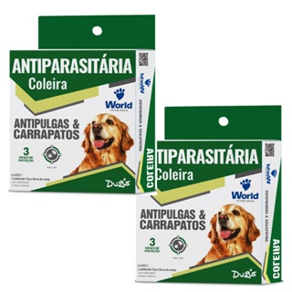 02 Coleira Cães Antipulgas E Carrapatos Dugs 56cm World em Oferta na Shopee