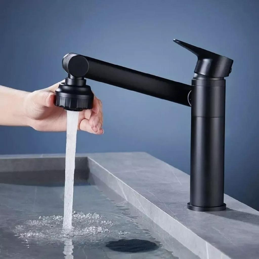 Torneira Lavabo Banheiro Monocomando Luxo 360 Rotativa Preta