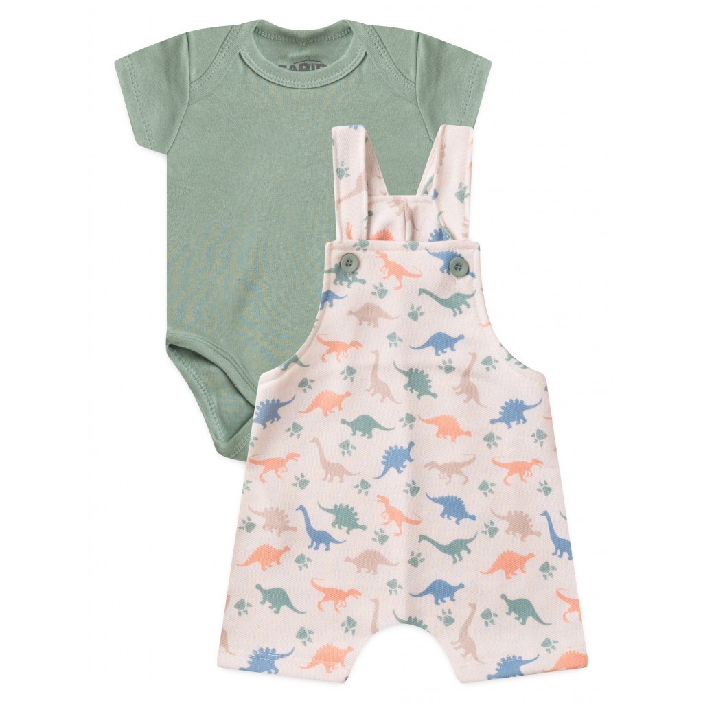 Conjunto Jardineira Bebê Menino Suedine Sublimado