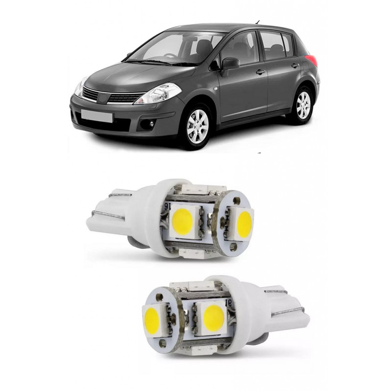 Par Lampada Pingo T10 5 LED Torre Tiida Farol Teto Placa