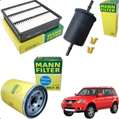 Kit Filtro Ar Oleo Combustível Mann Filter Pajero Tr4 2.0 2007 a 2015 Flex