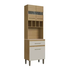 Paneleiro 3 Portas 1 Gaveta com Vidro Co4211 Ipê/Cristalo/Petra - Decibal