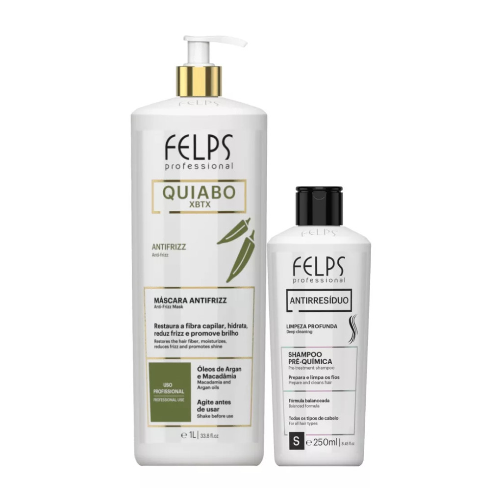 Felps Escova Progressiva De Okra 1l e Antirresiduo 250ml em Oferta na Shopee