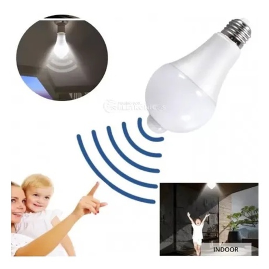 Luz LED Lâmpada Bulbo E27 Com Sensor Inteligente Branco Frio 12W e 9W