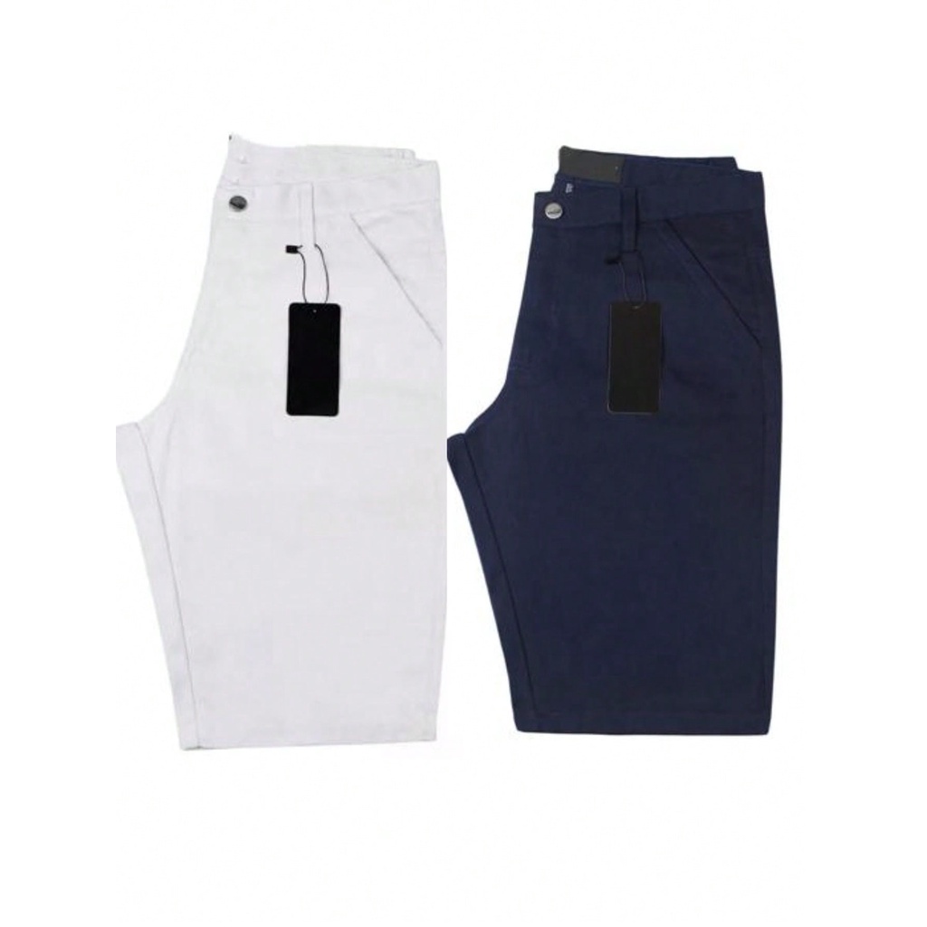 KIT 2 pecas Bermuda Sarja Colorida  Premium Masculino Diversas Cores