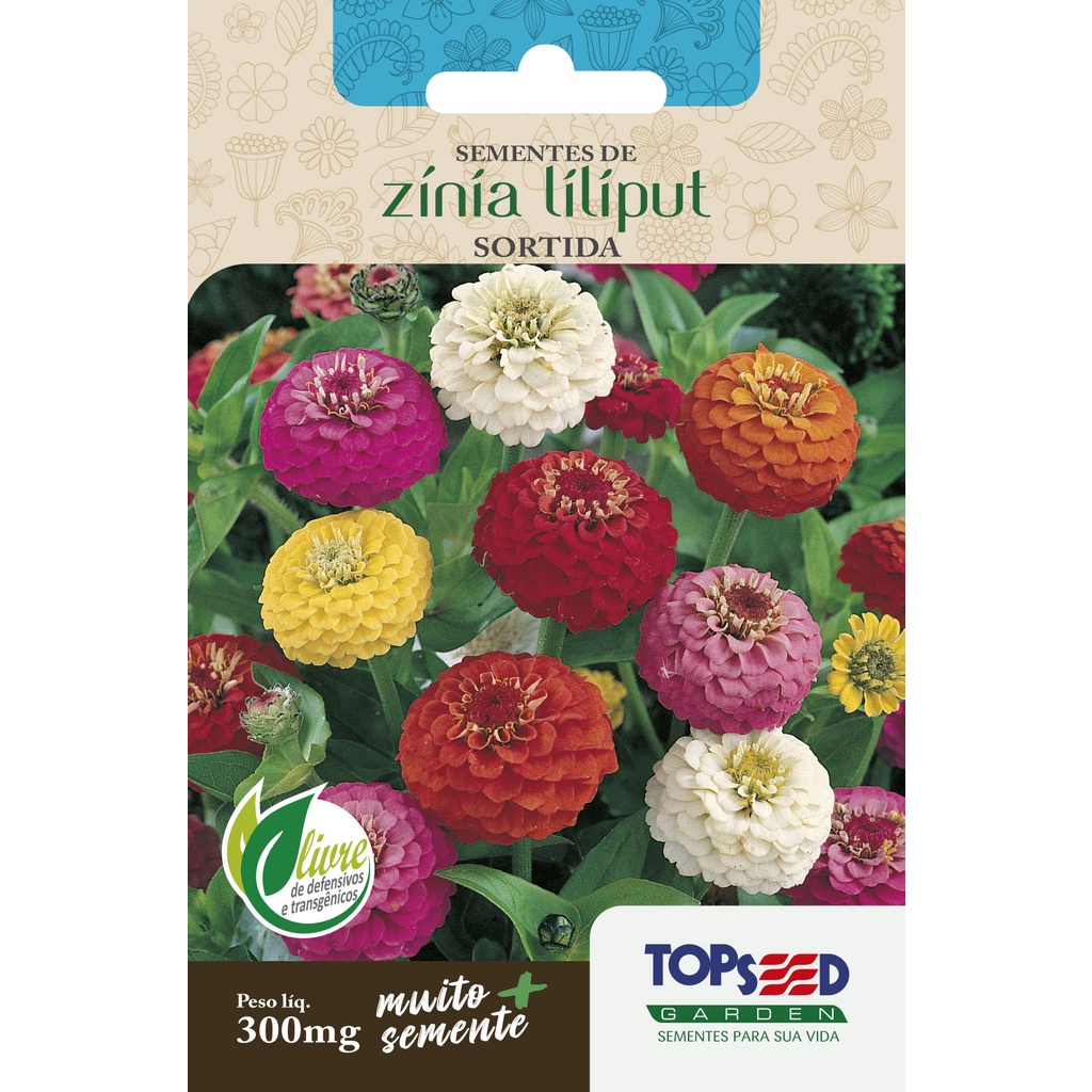Sementes de Zinia Liliptu Sortida 300mg Atrai Borboleta Flores Jardins Vasos em Oferta na Shopee