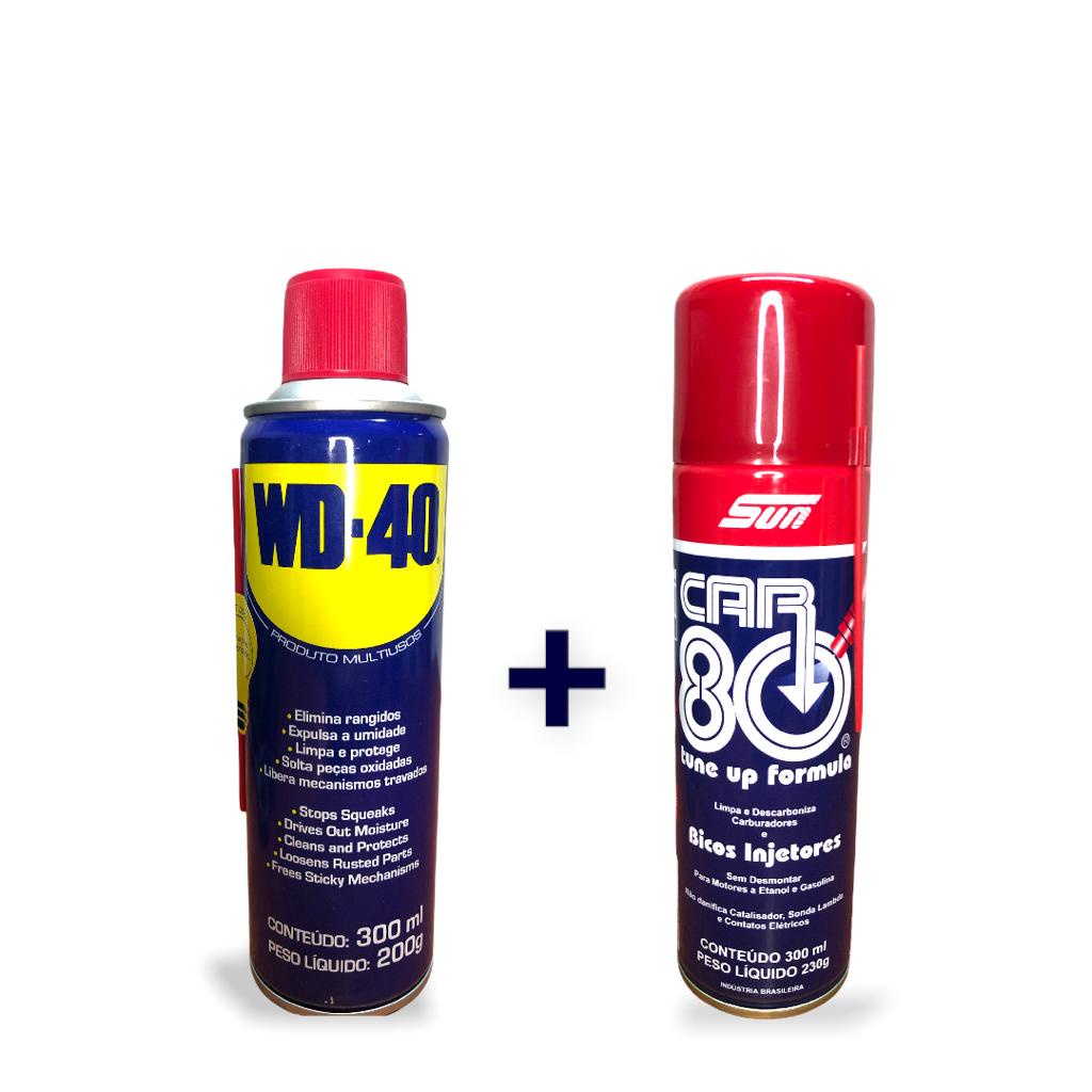 Kit WD-40 + Descarborizante Car 80 Limpa Carburadores / Desengripante Spray Antiferrugem