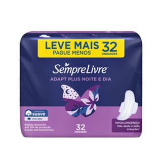 Absorvente Externo Sempre Livre Adapt Plus Noite e Dia 32 unidades
