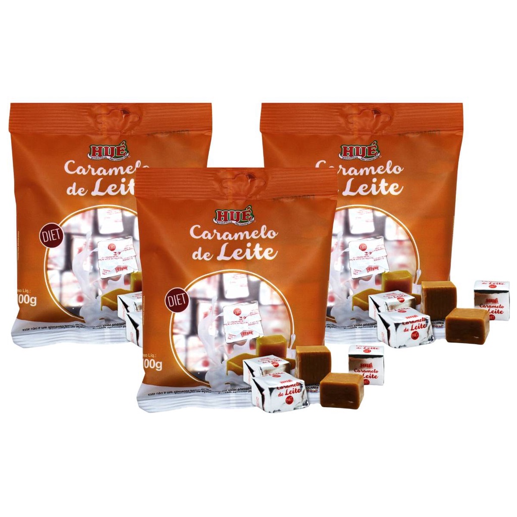 Kit 3 Hué Caramelo Leite Diet Pacote 100g