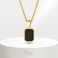 Colar Quadrado Masculino Vnox , Aço Inoxidável Simples Pingente De Ouro Feminino Jóias De Presente
