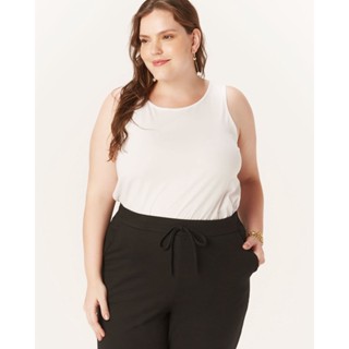 Blusa Básica Feminina Plus Size Decote Redondo Em Meia Malha