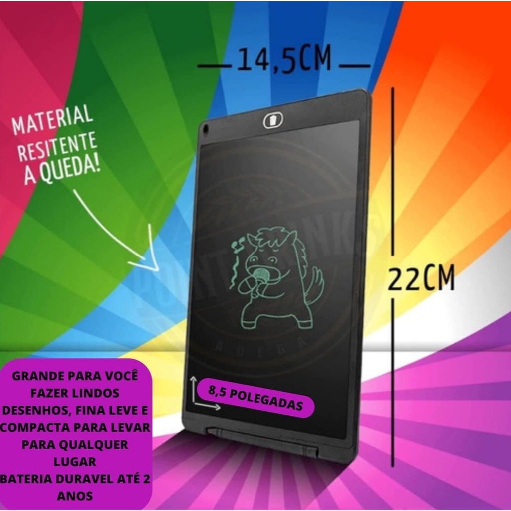 Lousa Mágica Infantil para Criança Digital Tablet Tela LCD 8,5 Polegadas com Caneta Escre…