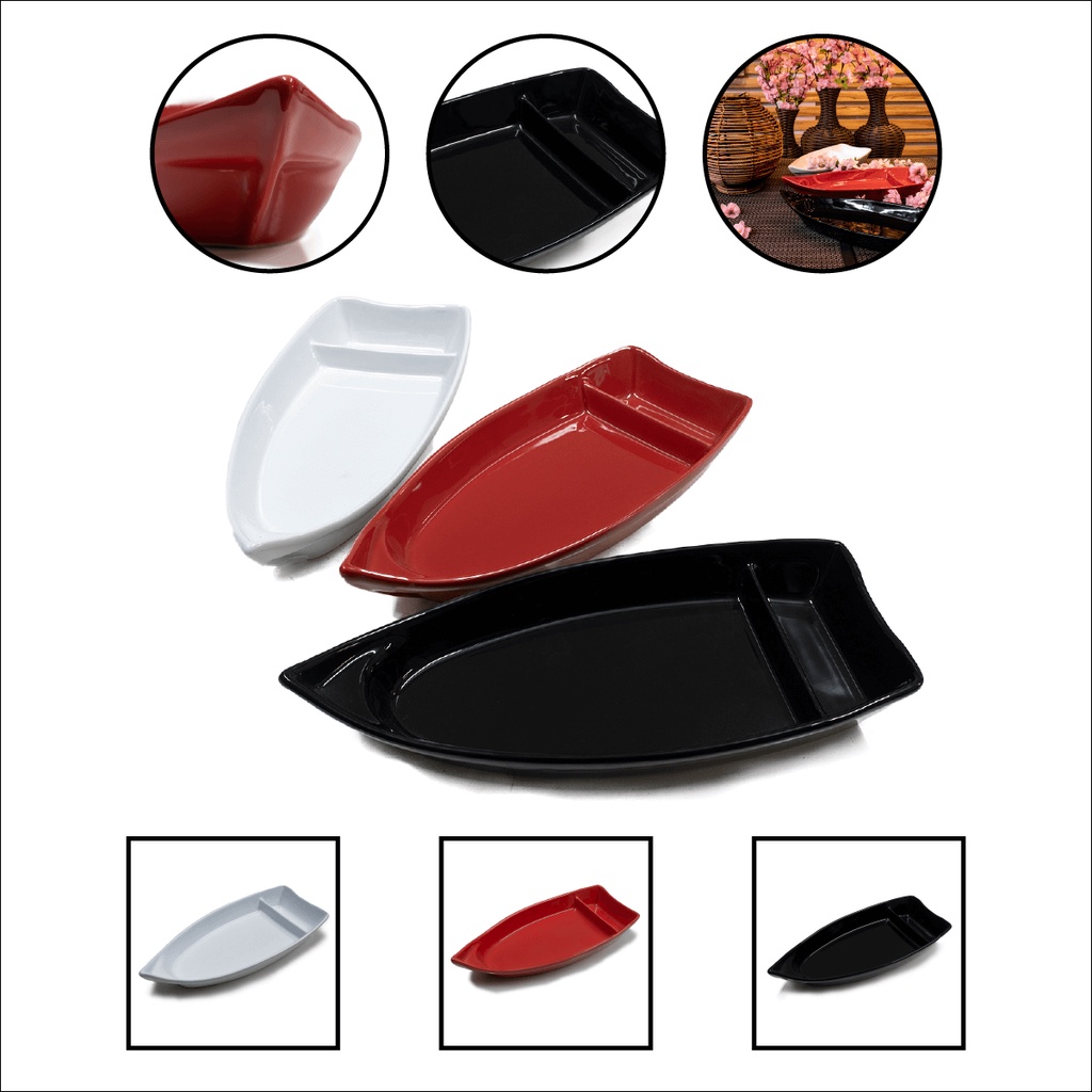 Barca Travessa Para Servir Sushi Comida Japonesa Açaí De Louça Grande Resistente Para Mesa Jantar Posta Buffet 36x12cm