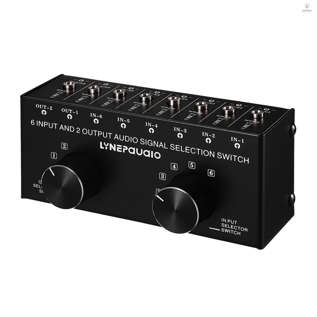 [LYNEPAUAIO 6-In-2-Out Audio Switcher Seletor De Sinal De Áudio Bidirecional Distribuidor De Caixa Divisora Com Jacks De Entrada E Saída De 3,5mm